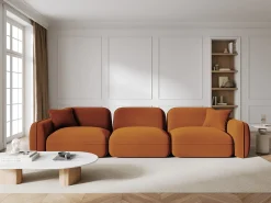 Sofá*CXL by Christian Lacroix - Sofá modular "Lucien" 4 lugares em veludo - 320x90x70cm Terracota