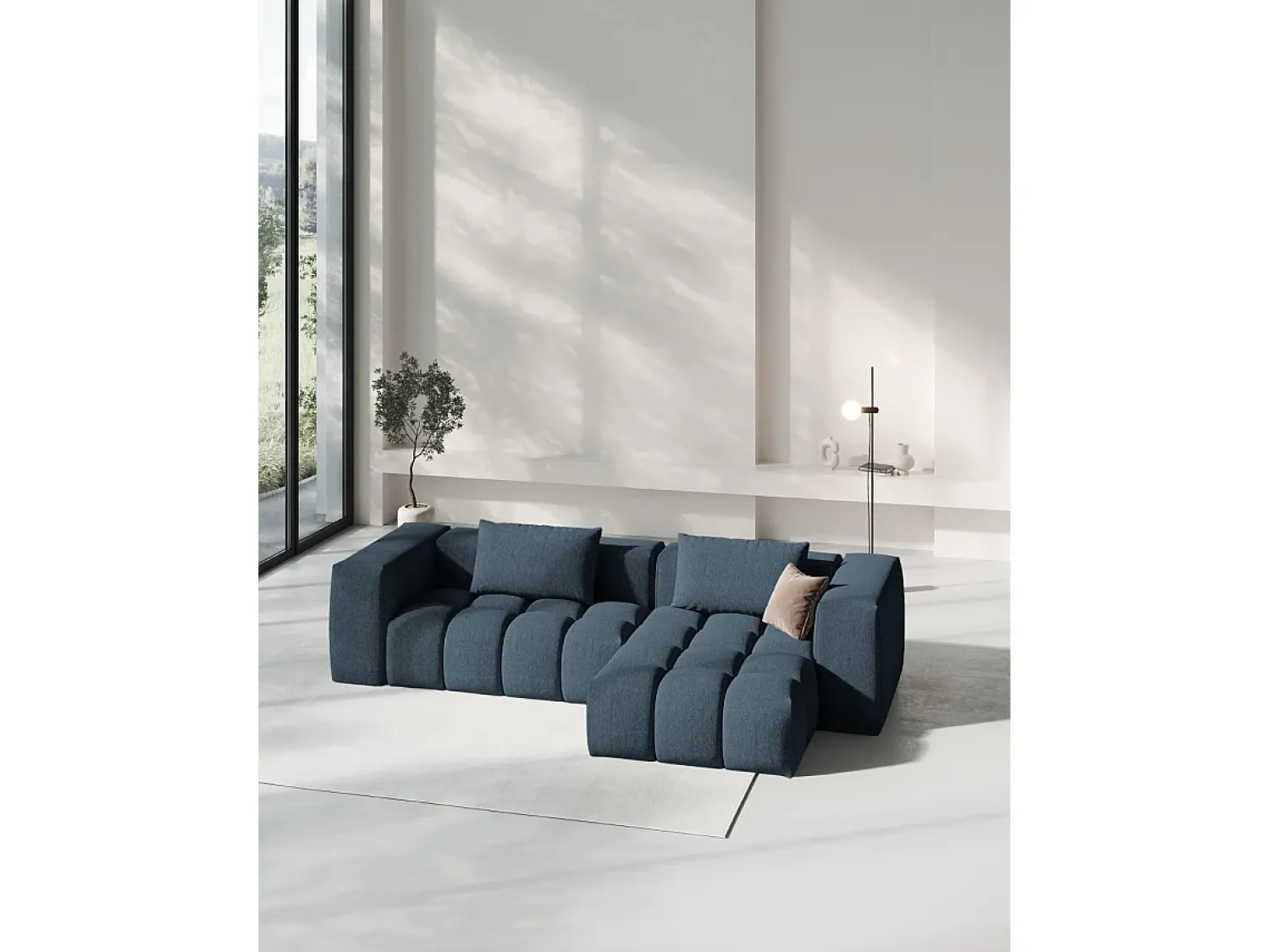 CXL by Christian Lacroix - Sofá modular de canto direito "Lorella" 3 lugares em tecido estrutural - 260x145x70cm^ Sofá