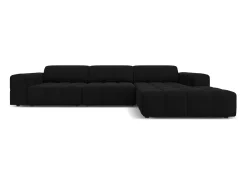 Sofá|CXL by Christian Lacroix - Sofá de canto direito "Luc" 4 lugares em veludo - 284x166x70cm Preto