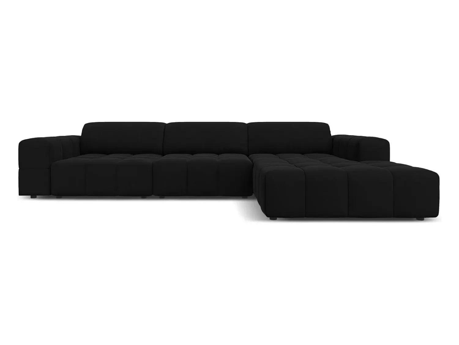 Sofá|CXL by Christian Lacroix - Sofá de canto direito "Luc" 4 lugares em veludo - 284x166x70cm Preto