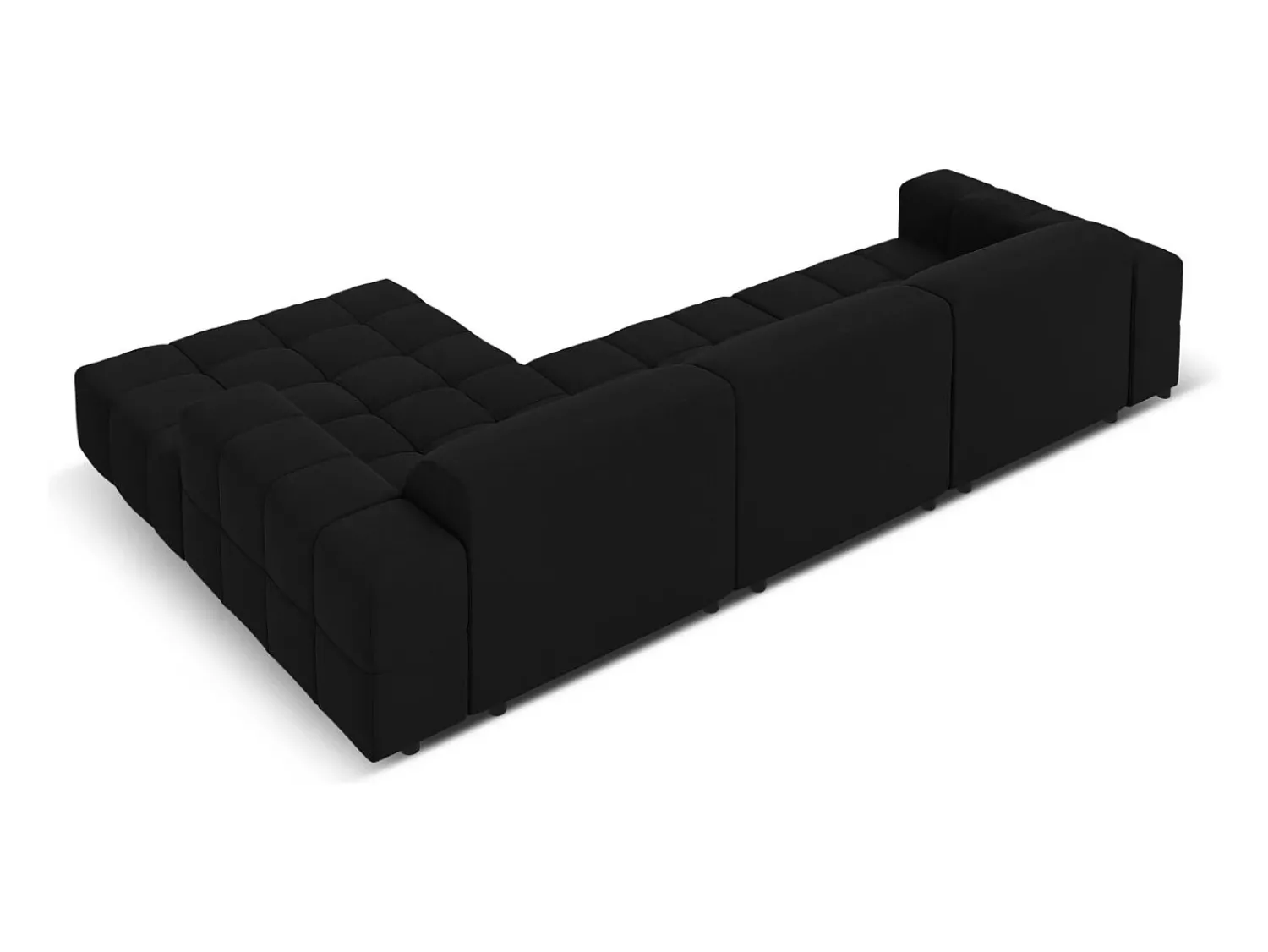 Sofá|CXL by Christian Lacroix - Sofá de canto direito "Luc" 4 lugares em veludo - 284x166x70cm Preto