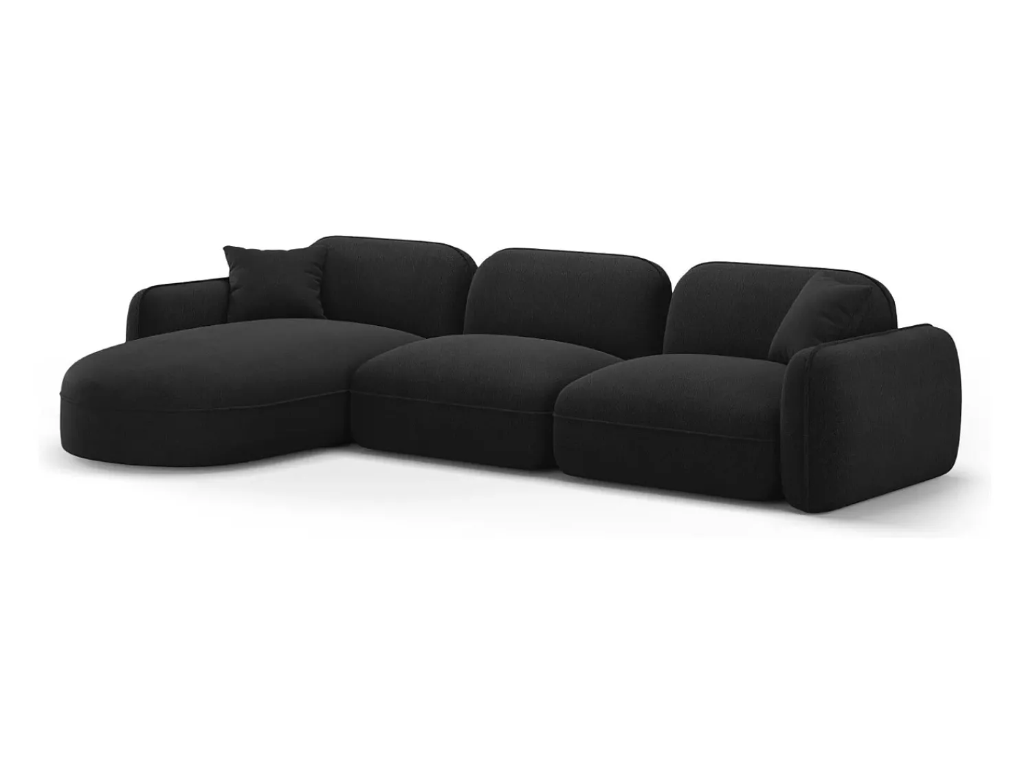 Online CXL by Christian Lacroix - Sofá modular de canto esquerdo "Lucien" 4 lugares em veludo carvão - 320x165x70cm Cinza antracite
