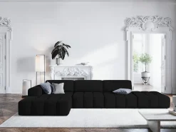 Sofá|CXL by Christian Lacroix - Sofá de canto esquerdo "Luc" 5 lugares em veludo - 341x166x70cm Preto