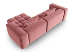 Sofá*CXL by Christian Lacroix - Sofá modular de canto direito "Lorella" 3 lugares em veludo salmão - 260x145x70cm Rosa claro