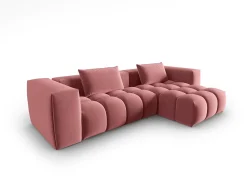 Sofá*CXL by Christian Lacroix - Sofá modular de canto direito "Lorella" 3 lugares em veludo salmão - 260x145x70cm Rosa claro