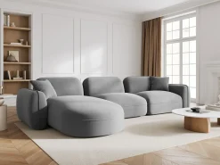 CXL by Christian Lacroix - Sofá modular de canto esquerdo "Lucien" 4 lugares em veludo cinza claro - 320x165x70cm^ Sofá