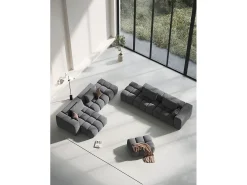 CXL by Christian Lacroix - Sofá modular de canto esquerdo "Lorella" 4 lugares em tecido estrutural cinza - 265x145x70cm^ Sofá
