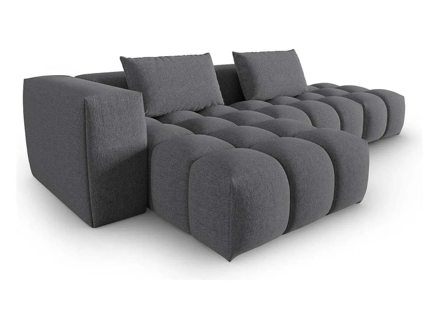 CXL by Christian Lacroix - Sofá modular de canto esquerdo "Lorella" 4 lugares em tecido estrutural cinza - 265x145x70cm^ Sofá