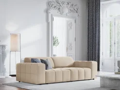 Sofá|CXL by Christian Lacroix - Sofá "Luc" 3 lugares em veludo claro - 204x102x70cm Bege