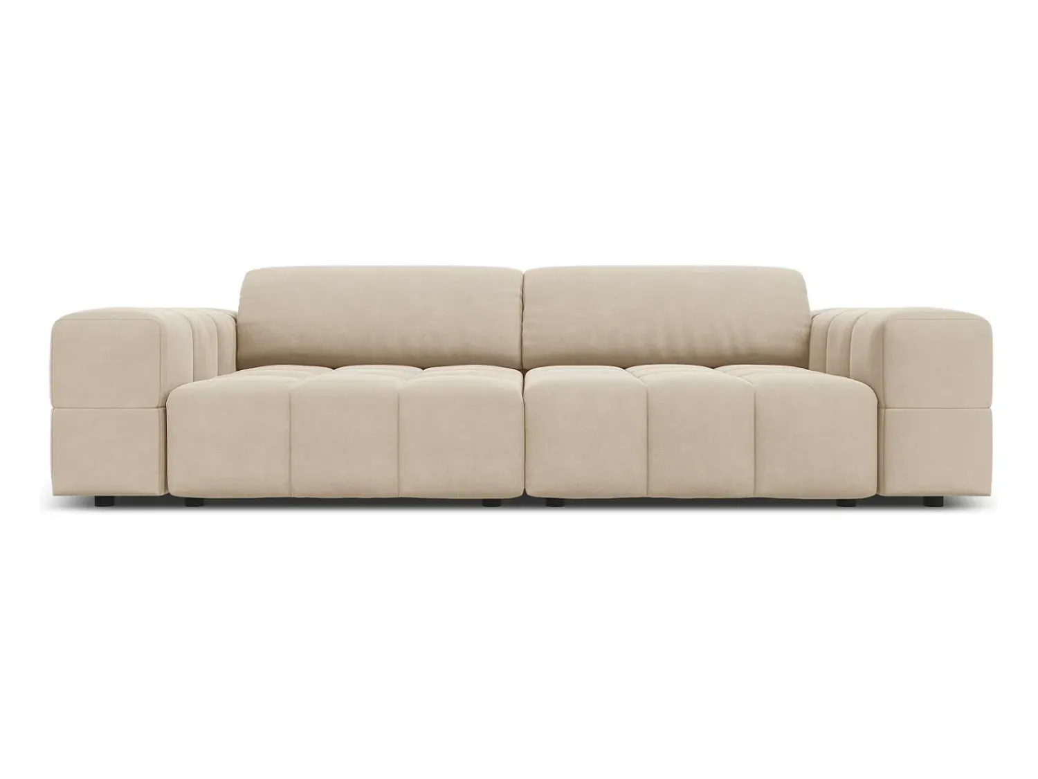 Sofá|CXL by Christian Lacroix - Sofá "Luc" 3 lugares em veludo claro - 204x102x70cm Bege