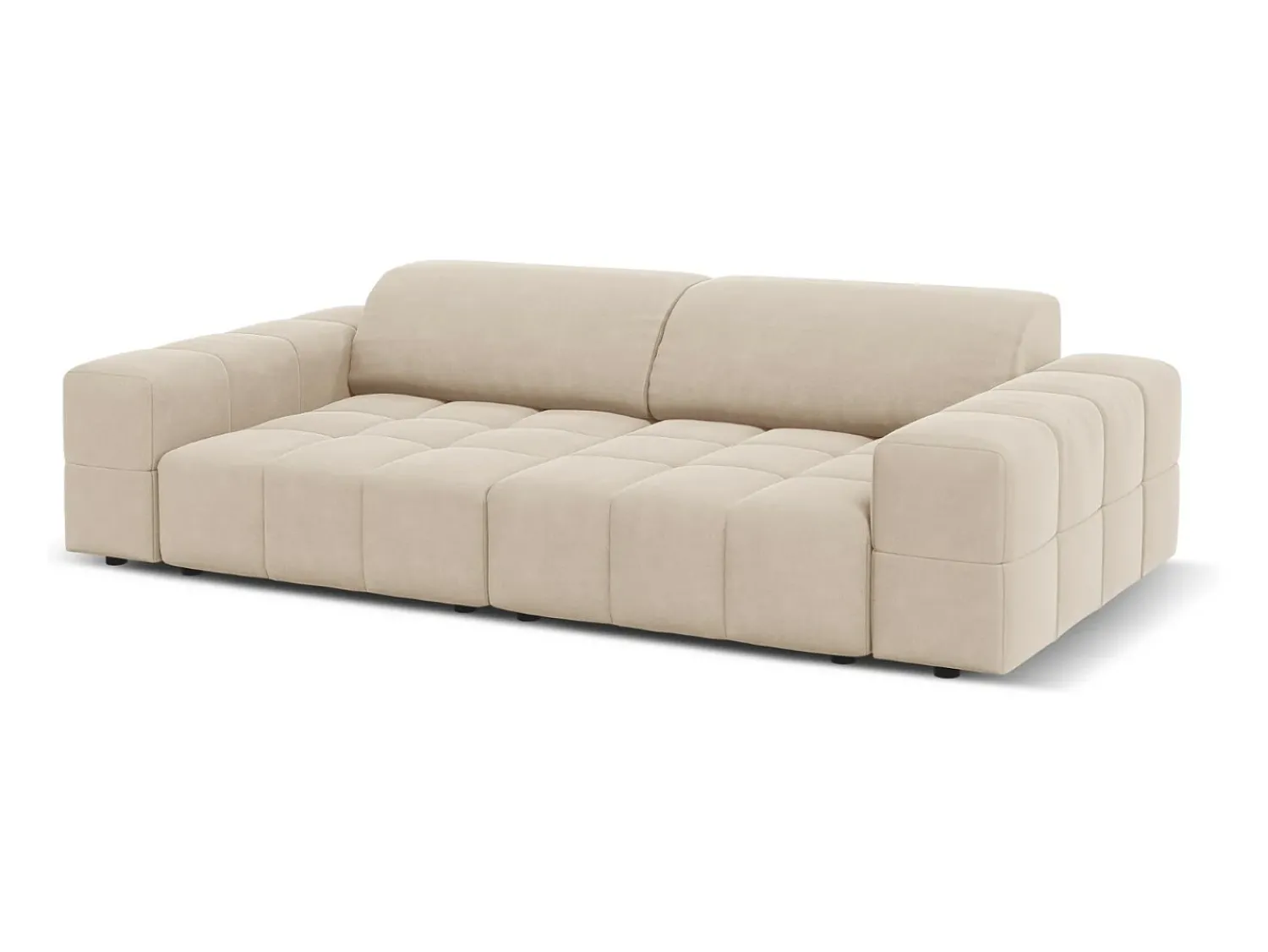 Sofá|CXL by Christian Lacroix - Sofá "Luc" 3 lugares em veludo claro - 204x102x70cm Bege