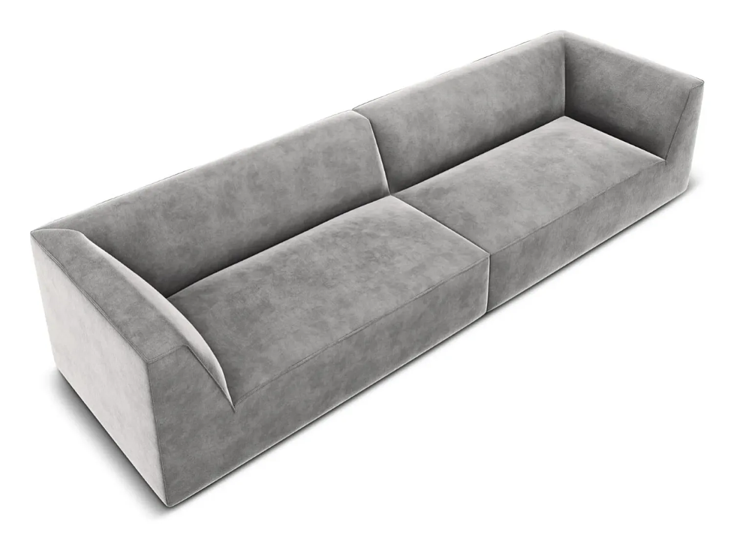 Sofá*CXL by Christian Lacroix - Sofá "Charles" 4 lugares em veludo cinza claro - 302x93x69cm Cinzento claro