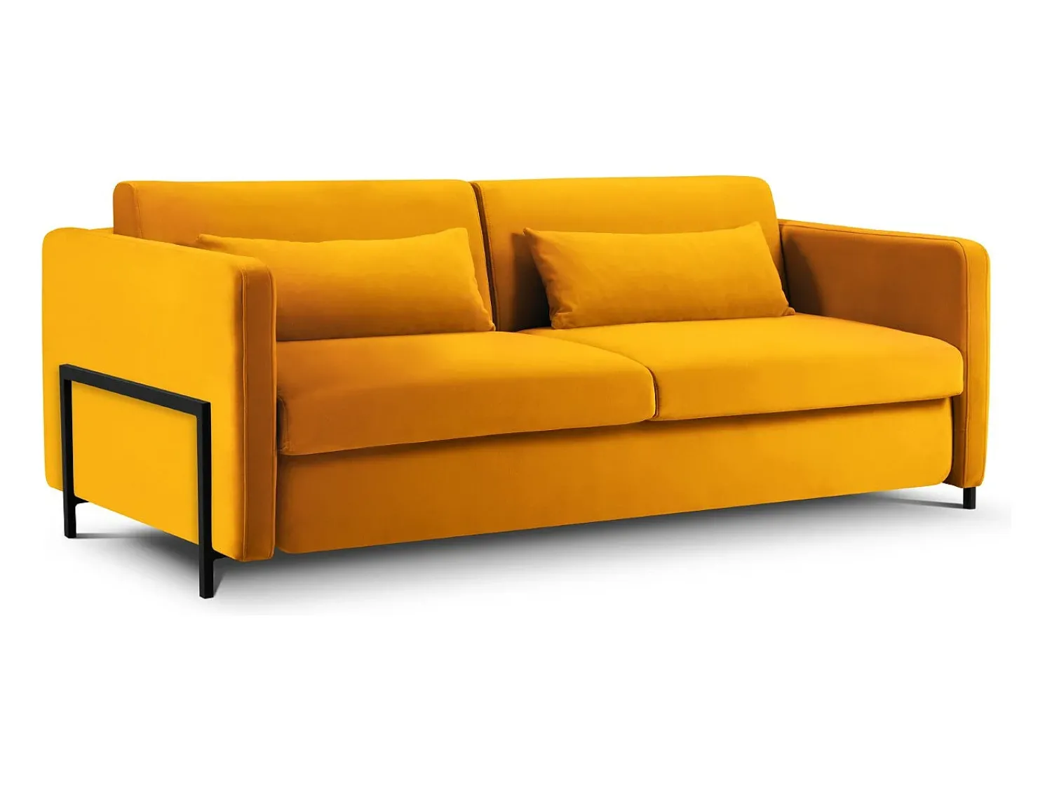 Sofá|CXL by Christian Lacroix - Sofá-cama "Yanis" 3 lugares em veludo - 202x102x80cm Amarelo