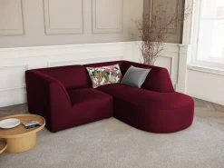 Sofá|CXL by Christian Lacroix - Sofá de canto direito "Charles" 3 lugares em veludo - 186x180x69cm Vermelho