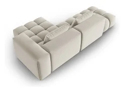 Sofá*CXL by Christian Lacroix - Sofá modular de canto direito "Lorella" 4 lugares em veludo cru - 265x145x70cm Branco sujo