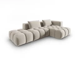 Sofá*CXL by Christian Lacroix - Sofá modular de canto direito "Lorella" 4 lugares em veludo cru - 265x145x70cm Branco sujo