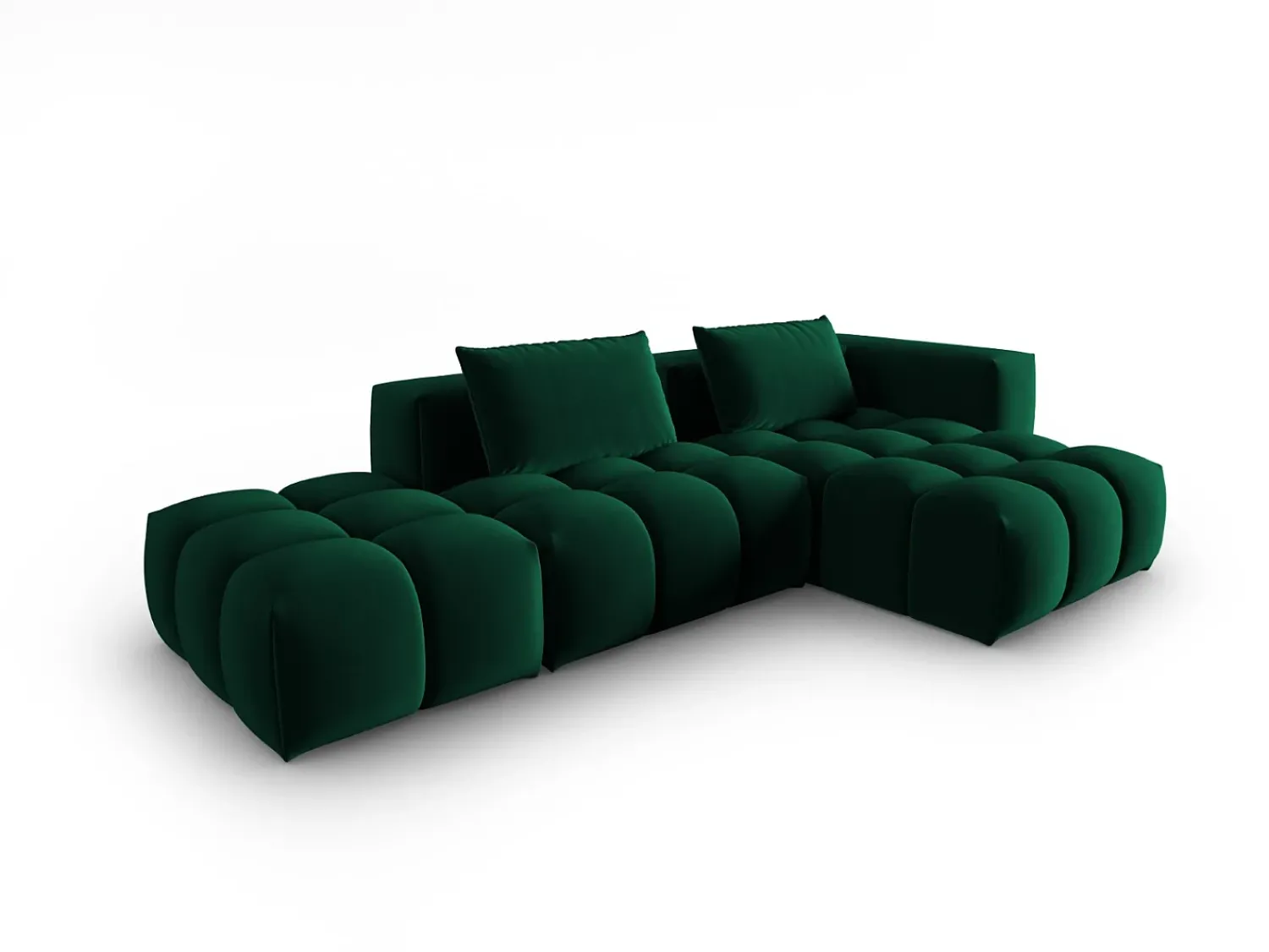 Sofá*CXL by Christian Lacroix - Sofá modular de canto direito "Lorella" 4 lugares em veludo verde garrafa - 265x145x70cm Verde pinho