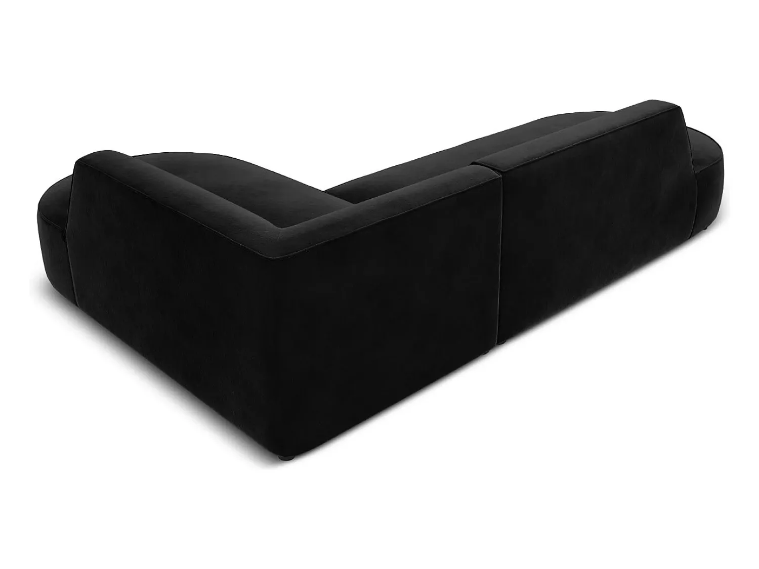 Sofá*CXL by Christian Lacroix - Sofá de canto direito "Charles" 4 lugares em veludo - 273x180x69cm Preto