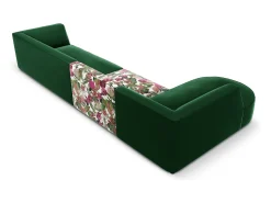 Discount CXL by Christian Lacroix - Sofá de canto esquerdo "Charles" 5 lugares em veludo padrão de rosas de jardim, verde - 366x180x69cm Multicor