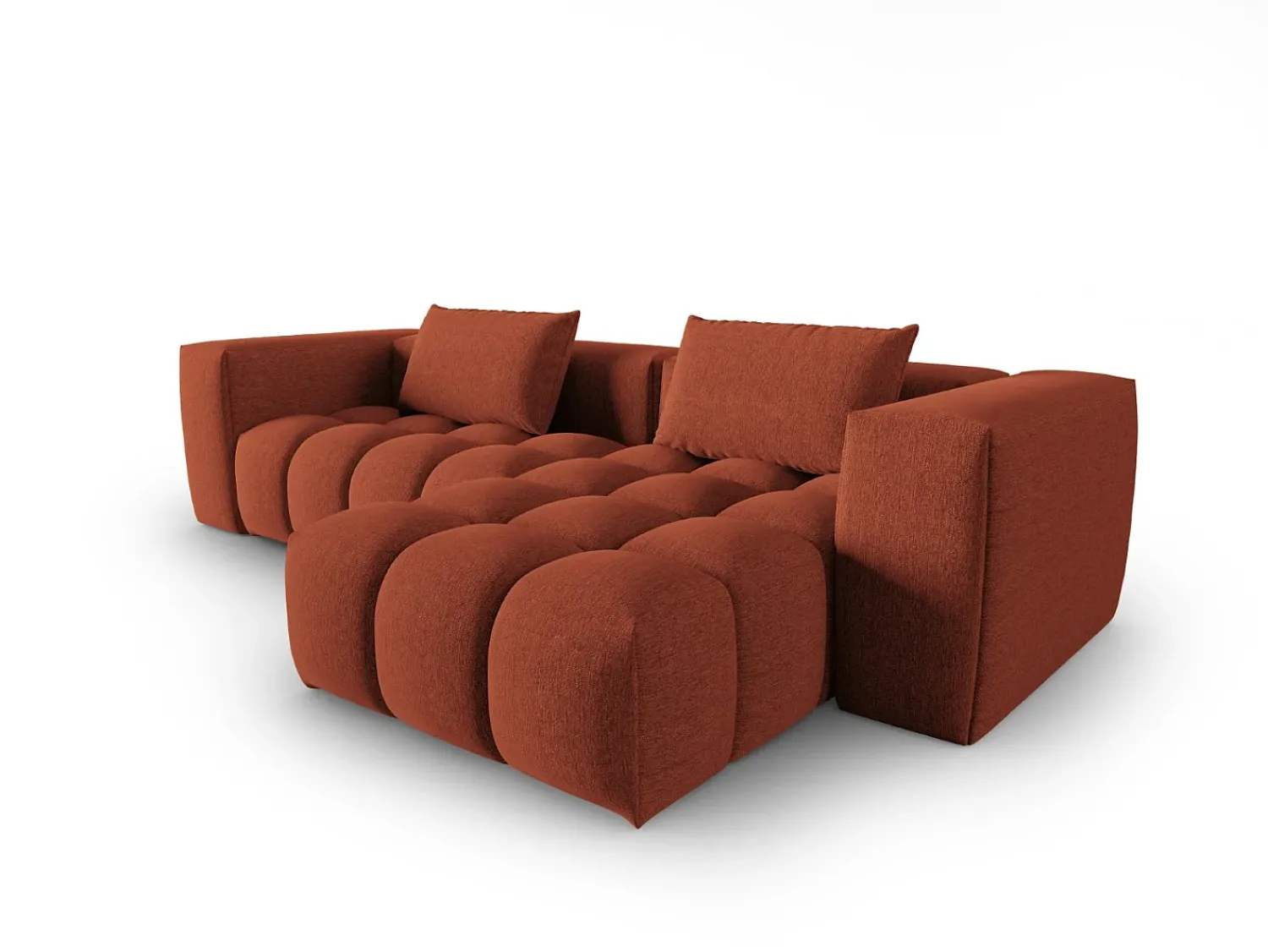 Discount CXL by Christian Lacroix - Sofá modular de canto direito "Lorella" 3 lugares em tecido estrutural - 260x145x70cm Coral