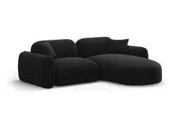 Sofá|CXL by Christian Lacroix - Sofá modular de canto direito "Lucien" 3 lugares em veludo - 230x165x70cm Preto