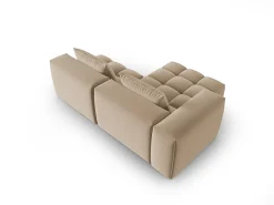 Sofá|CXL by Christian Lacroix - Sofá modular de canto esquerdo "Lorella" 3 lugares em veludo areia - 205x145x70cm Camel