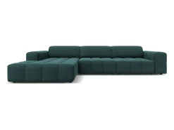 Sofá*CXL by Christian Lacroix - Sofá de canto esquerdo "Luc" 4 lugares em veludo petróleo - 284x166x70cm Verde esmeralda