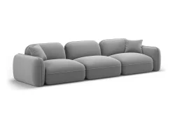 Outlet CXL by Christian Lacroix - Sofá modular "Lucien" 4 lugares em veludo cinza claro - 320x90x70cm Cinzento claro