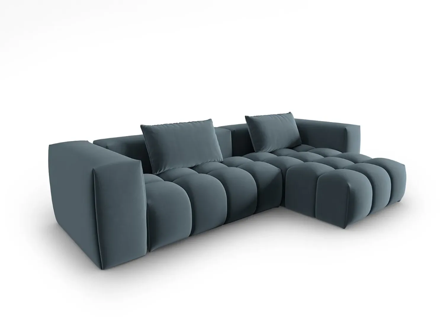 Sofá|CXL by Christian Lacroix - Sofá modular de canto direito "Lorella" 3 lugares em veludo pastel - 260x145x70cm Azul