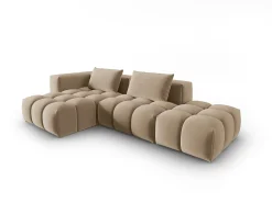 Outlet CXL by Christian Lacroix - Sofá modular de canto esquerdo "Lorella" 4 lugares em veludo areia - 265x145x70cm Camel