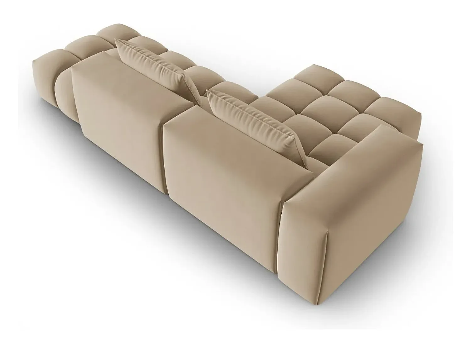 Outlet CXL by Christian Lacroix - Sofá modular de canto esquerdo "Lorella" 4 lugares em veludo areia - 265x145x70cm Camel