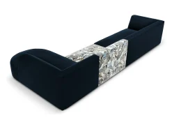 CXL by Christian Lacroix - Sofá de canto direito "Charles" 5 lugares em veludo padrão jardim: azul-claro, azul-escuro - 366x180x69cm^ Sofá