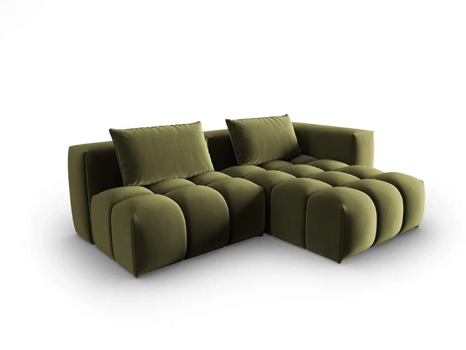 Best CXL by Christian Lacroix - Sofá modular de canto direito "Lorella" 3 lugares em veludo - 205x145x70cm Verde claro