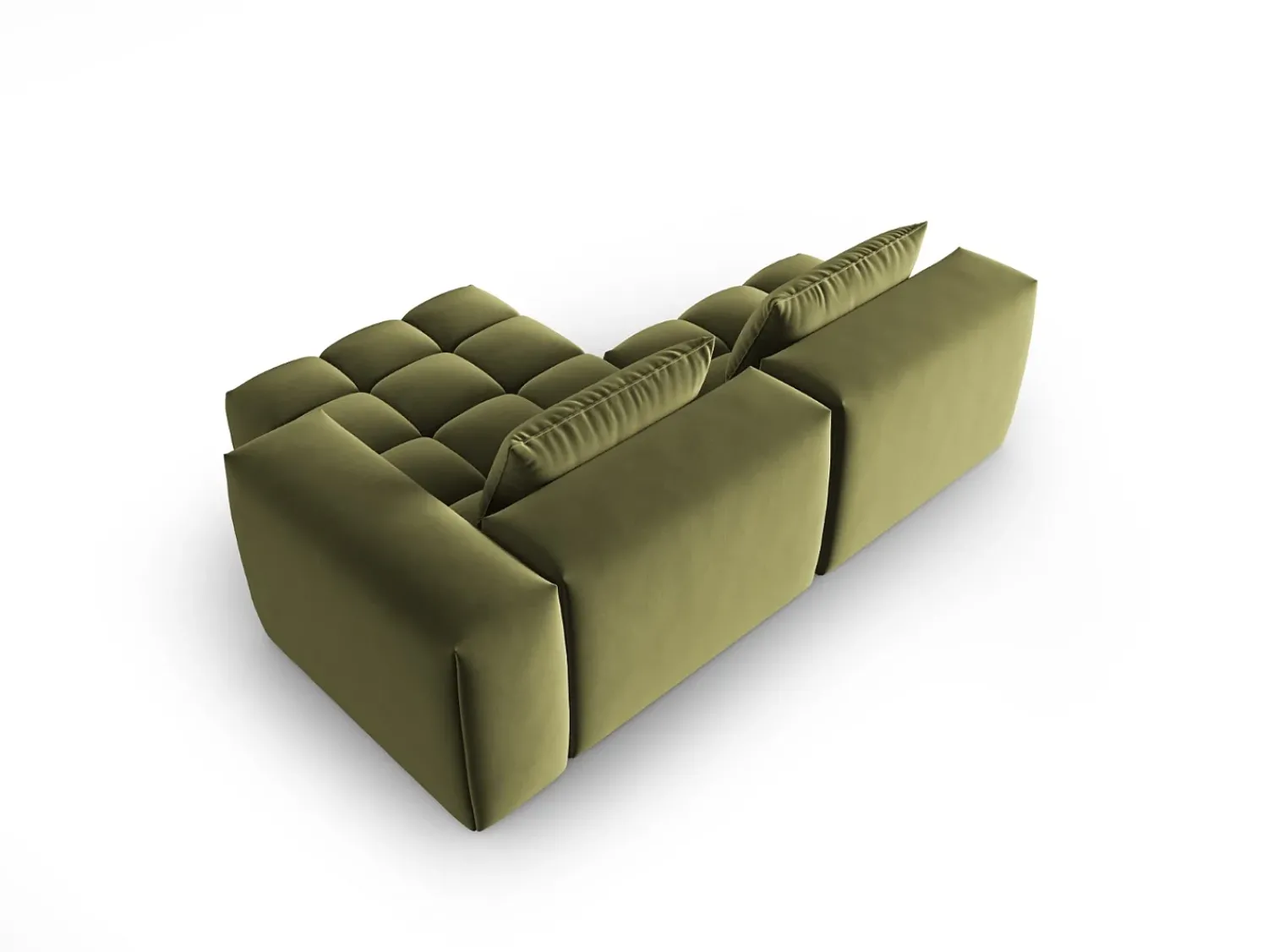 Best CXL by Christian Lacroix - Sofá modular de canto direito "Lorella" 3 lugares em veludo - 205x145x70cm Verde claro