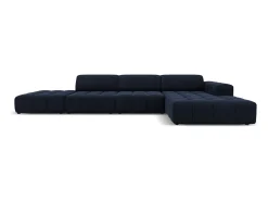 CXL by Christian Lacroix - Sofá de canto direito "Luc" 5 lugares em veludo - 341x166x70cm Azul escuro