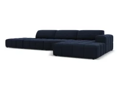 CXL by Christian Lacroix - Sofá de canto direito "Luc" 5 lugares em veludo - 341x166x70cm Azul escuro