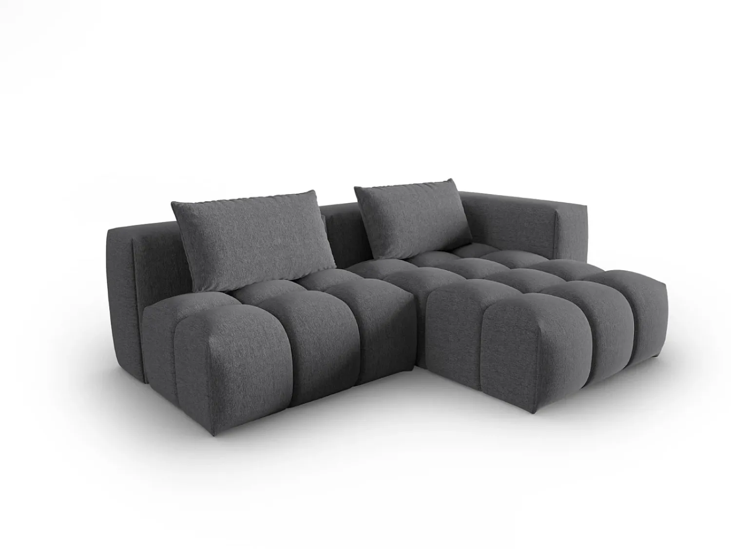 CXL by Christian Lacroix - Sofá modular de canto direito "Lorella" 3 lugares em tecido estrutural cinza - 205x145x70cm Cinzento
