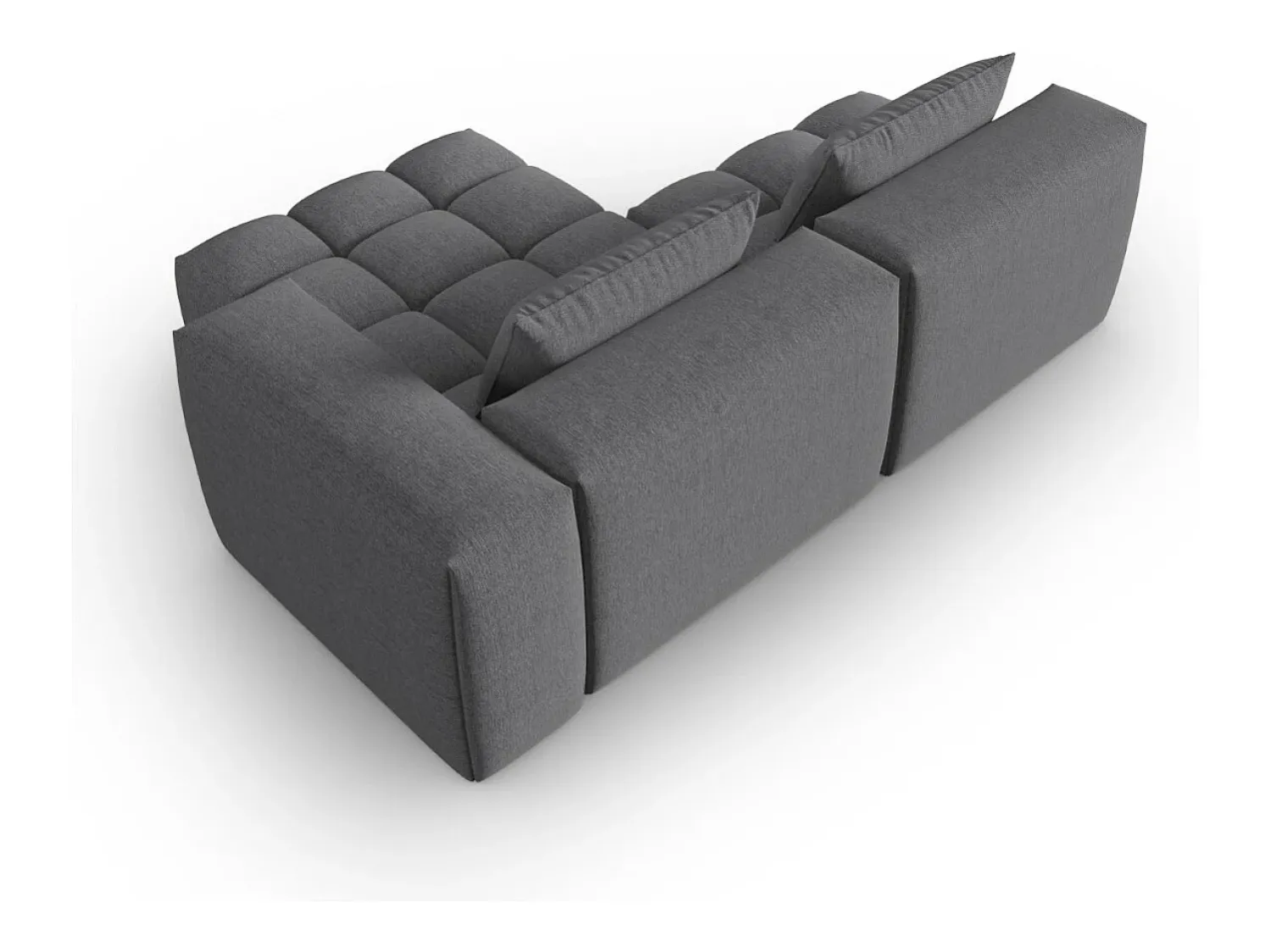 CXL by Christian Lacroix - Sofá modular de canto direito "Lorella" 3 lugares em tecido estrutural cinza - 205x145x70cm Cinzento