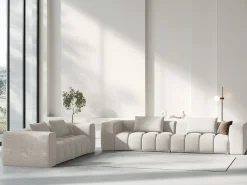 Clearance CXL by Christian Lacroix - Sofá modular "Lorella" 3 lugares em tecido estrutural - 230x85x70cm Bege