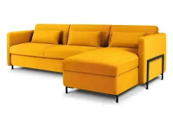 Sofá|CXL by Christian Lacroix - Sofá-cama de canto direito "Yanis" 4 lugares em veludo - 260x170x80cm Amarelo