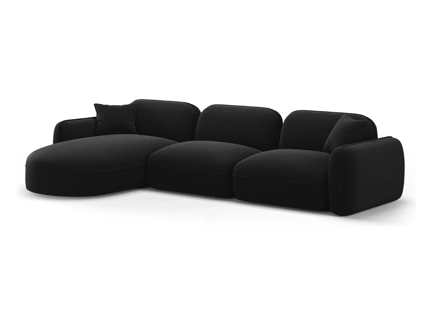Sofá*CXL by Christian Lacroix - Sofá modular de canto esquerdo "Lucien" 4 lugares em veludo - 320x165x70cm Preto