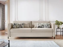 Sofá|CXL by Christian Lacroix - Sofá-cama "Yanis" 3 lugares em tecido estrutural - 202x102x80cm Bege