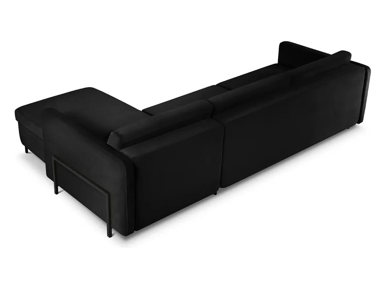 Sofá|CXL by Christian Lacroix - Sofá-cama de canto direito "Yanis" 5 lugares em veludo - 280x170x80cm Preto
