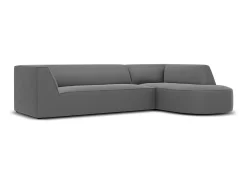 Sofá|CXL by Christian Lacroix - Sofá de canto direito "Charles" 4 lugares em veludo cinza escuro - 273x180x69cm Cinza antracite