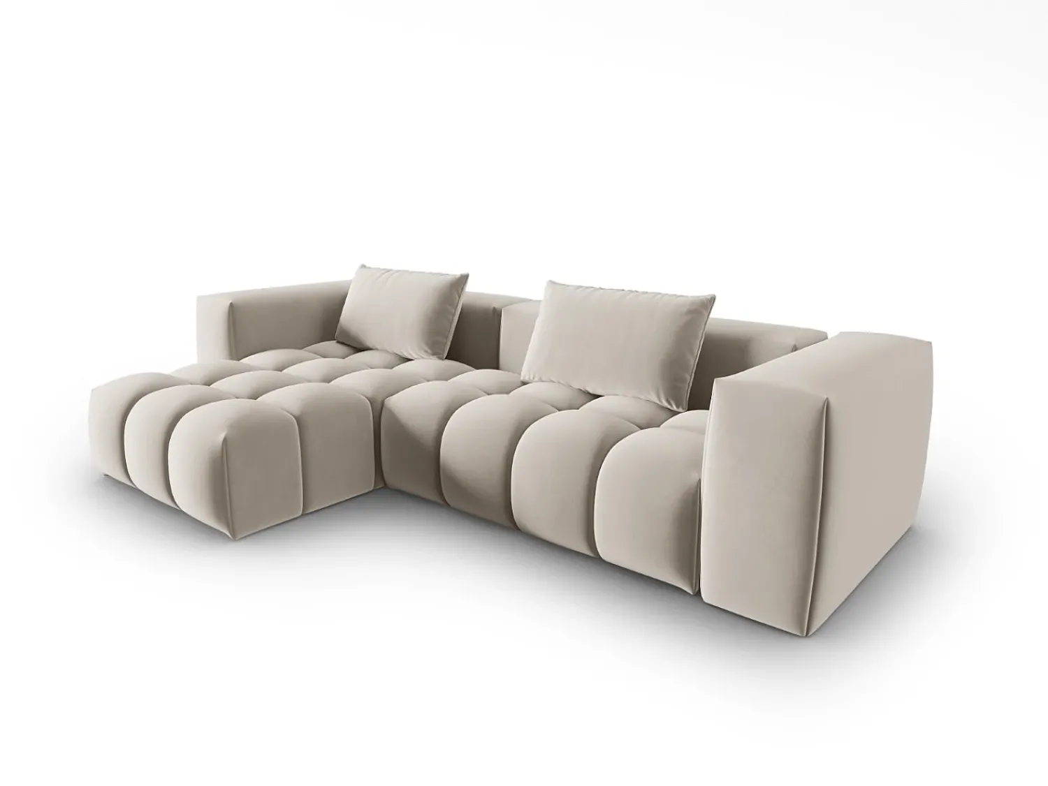 Sofá|CXL by Christian Lacroix - Sofá modular de canto esquerdo "Lorella" 3 lugares em veludo cru - 260x145x70cm Branco sujo