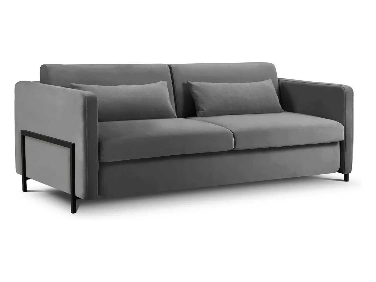 Discount CXL by Christian Lacroix - Sofá-cama "Yanis" 3 lugares em veludo cinza escuro - 202x102x80cm Cinza antracite