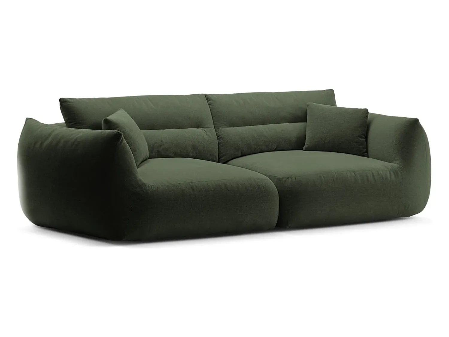 CXL by Christian Lacroix - Sofá modular "Maurie" 4 lugares em tecido chenille musgo - 264x107x90cm^ Sofá