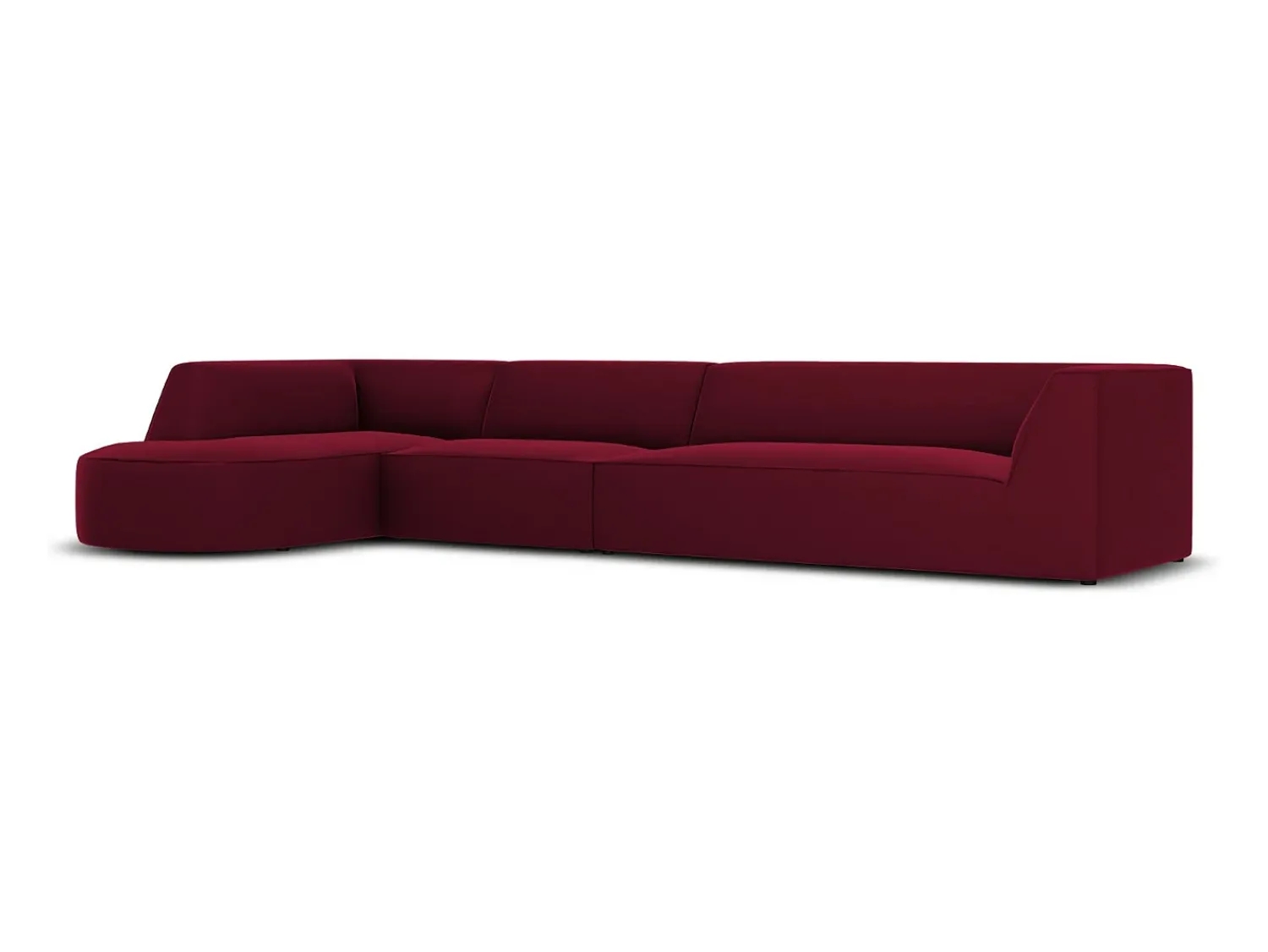 Sofá|CXL by Christian Lacroix - Sofá de canto esquerdo "Charles" 5 lugares em veludo - 366x180x69cm Vermelho