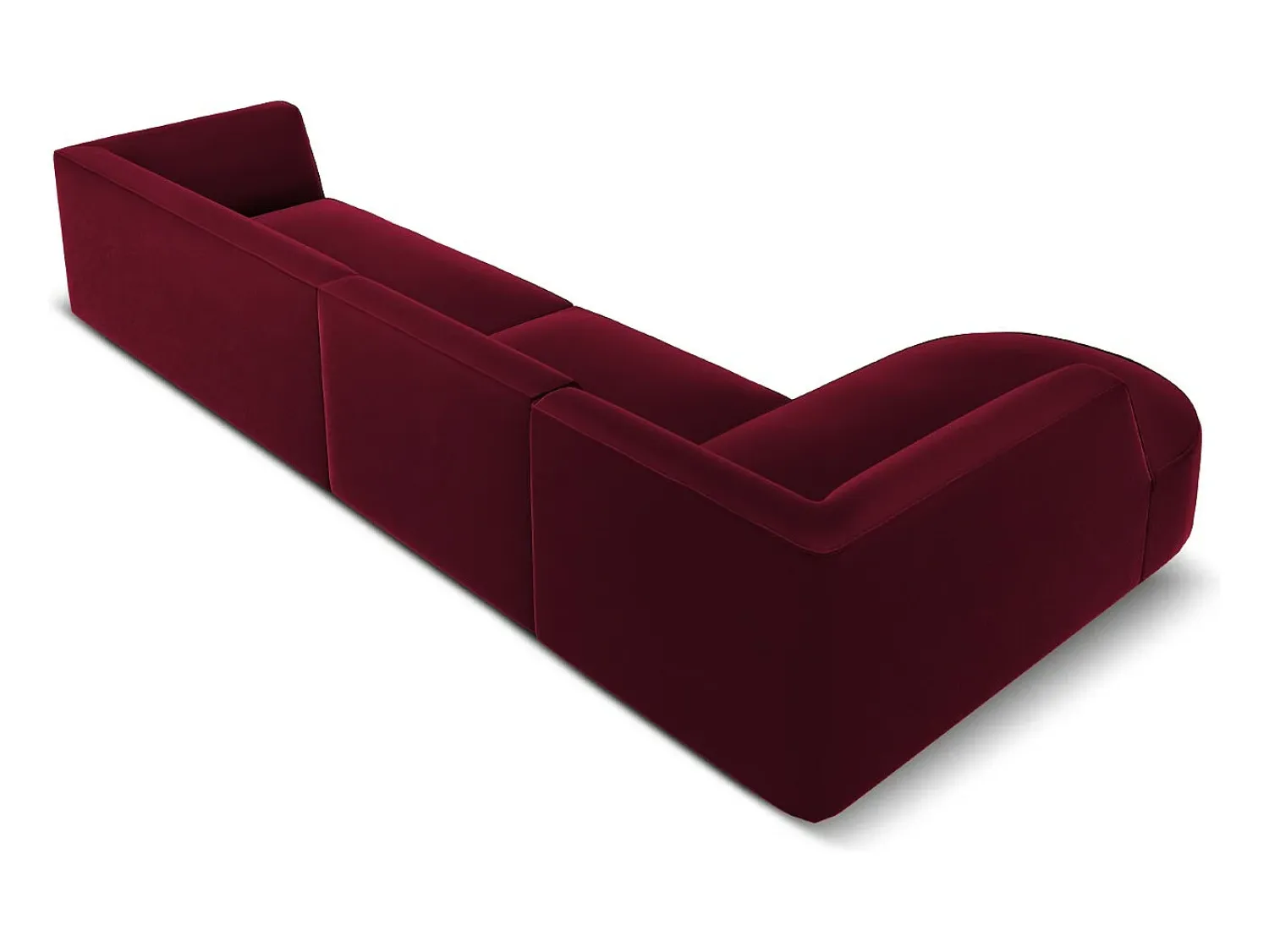 Sofá|CXL by Christian Lacroix - Sofá de canto esquerdo "Charles" 5 lugares em veludo - 366x180x69cm Vermelho