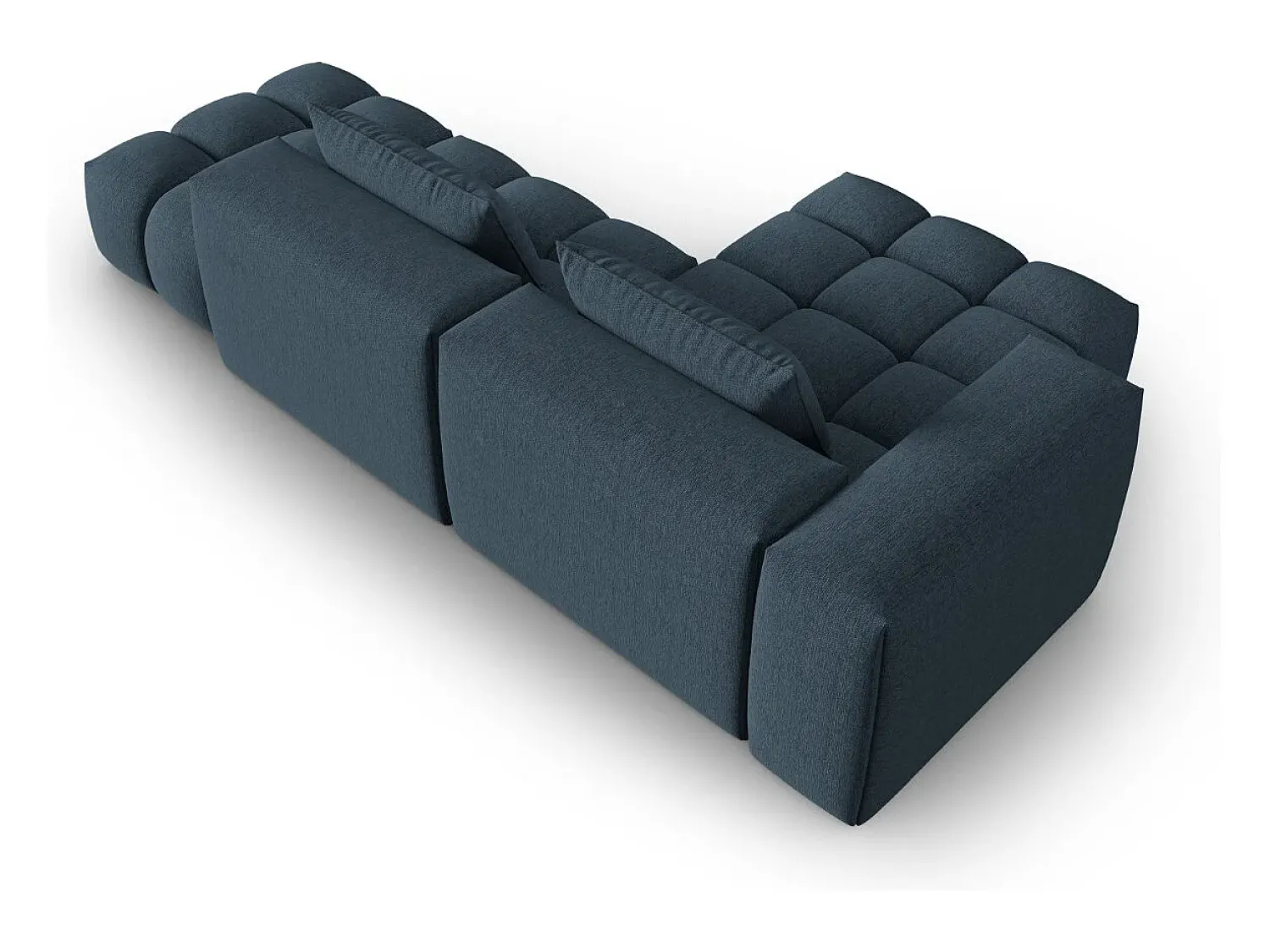 Sofá|CXL by Christian Lacroix - Sofá modular de canto esquerdo "Lorella" 4 lugares em tecido estrutural - 265x145x70cm Azul escuro